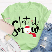 Festive Winter Holiday T-Shirt, Let It Snow Christmas Shirt, Adorable Snowflake Graphic Tee, Merry Xmas Apparel, Seasonal Present Shirt