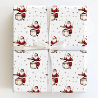 Vintage Drummer Christmas Gift Wrap, Drumming Santa Wrapping Paper, Musician Holiday Wrapping Paper, Music Lover Xmas Gift Wrap Roll