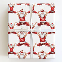 Fit Santa Christmas Wrapping Paper, Muscular Yoga Santa Wrapping Paper, Humorous Holiday Gift Wrap, Yogi Fitness Lover Gift Wrapping Paper Roll