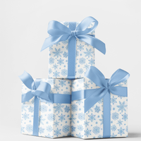 Blue Frost Christmas Gift Wrap, Winter Snowflake Wrapping Paper, Holiday Snowflake Present Paper, Elegant Christmas Gift Wrapping Paper
