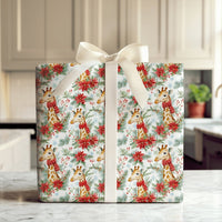 Watercolor Safari Animal Gift Wrap, Christmas Giraffe Wrapping Paper, Red Scarf Giraffe Wrapping Paper, Holiday Present Gift Wrap Roll