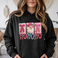 Faux Yarn Christmas Hoodie, Santa Claus Ho Ho Ho Hoodie, Retro Santa Sweatshirt, Holiday Santa Claus Pullover, Winter Xmas Present for Women