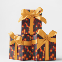 Winter Holiday Gift Wrap, Twilight Candlelight Christmas Wrapping Paper, Comfy Seasonal Present Paper Roll, Elegant Xmas Gift Wrapping Paper