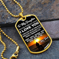 Sunset Silhouette Daughter Pendant, To My Daughter Dog Tag Necklace, Meaningful Dad to Daughter Necklace, Christmas Birthday Present for Her