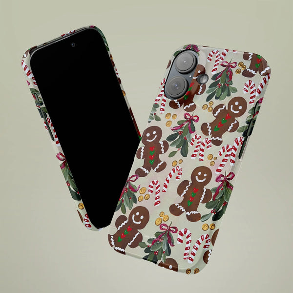 iPhone Holiday Cookie Pattern Case, Christmas Gingerbread Phone Case, Festive Winter Season Cover, Adorable Xmas Phone Case P