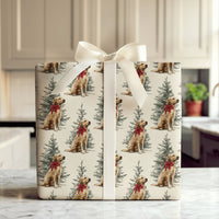 Vintage Dog Holiday Gift Wrap, Golden Retriever Christmas Wrapping Paper, Adorable Pet Lover Wrapping Paper, Festive Xmas Gift Wrapping Paper