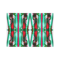 Red Green Holiday Floor Runner, Christmas Fractal Ribbon Runner Rug, Festive Hallway Runner Rug, Xmas Kitchen Carpet, Winter Home Decor Rug