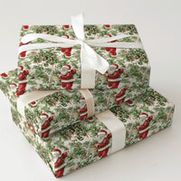 Poinsettia and Candy Cane Gift Wrap, Vintage Santa Wrapping Paper, Nostalgic Christmas Wrapping Paper, Classic Holiday Gift Wrap Roll