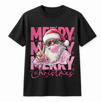 Retro Hipster Sunglasses Santa Shirt, Cool Santa Bubble Gum T-Shirt, Humorous Christmas Graphic Tee, Vintage Holiday Santa T-Shirt, Xmas Present