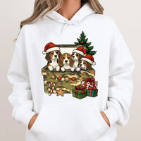 Puppies in Gift Box Hoodie, Beagle Christmas Hoodie, Adorable Beagle Dog Sweatshirt, Christmas Pet Lover Hoodie, Winter Dog Holiday Apparel