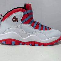 High Top Sneakers, White Red Blue Colorway, Lace Up Design, Casual Gift for Sneaker Fans