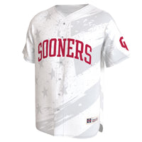 Oklahoma Sooners Lightweight Collegiate Baseball Americana Fashion Jersey - White