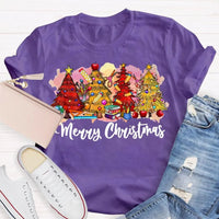 Festive Holiday Tree Graphic Tee, Merry Christmas Colorful Tree T-Shirt, Retro Xmas Tree Shirt, Winter Holiday Apparel, Christmas Tree Present