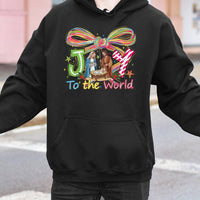 Preppy Christian Nativity Scene Sweatshirt, Joy to the World Hoodie, Religious Christmas Pullover, Holy Night Xmas Hooded Top