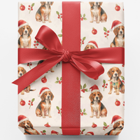 Festive Winter Dog Gift Wrap, Beagle Christmas Wrapping Paper, Adorable Beagle Puppy Wrapping Paper Roll, Dog Lover Holiday Present