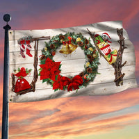 Rustic Farmhouse Holiday Flag, Joy Christmas Wreath House Flag, Double Sided Xmas Plaid Garden Flag, Winter Porch Yard Home Decor