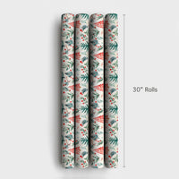 Rustic Winter Forest Gift Wrap, Watercolor Pine Tree Wrapping Paper, Christmas Holly Berry Wrapping Paper, Holiday Present Wrapping Paper
