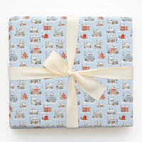 Snowy House Holiday Gift Wrap, Winter Village Wrapping Paper, Adorable Christmas Village Wrapping Paper, Festive Winter Holiday Wrapping Paper