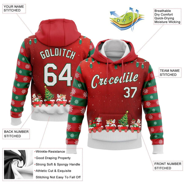 Personalized Name Number Holiday Sweatshirt, Custom Christmas Sports Hoodie, Festive Team Pullover Hoodie, Xmas Sports Presen