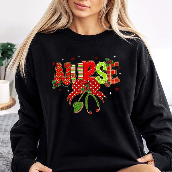 Plaid Stethoscope Holiday Crewneck, Christmas Nurse Sweatshirt, Adorable Xmas Nurse Sweater, Nursing School Graduation Presen
