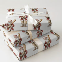 Vintage Sports Christmas Gift Wrap, Baseball Santa Wrapping Paper, Humorous Holiday Wrapping Paper, Athlete Xmas Present Gift Wrap Roll