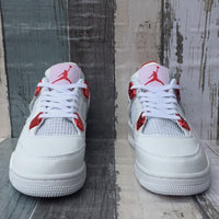 Sneakers, White Red Colorway, Lace Up Design, Casual Gift for Sneaker Fans