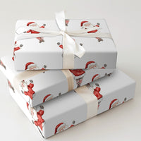 Whimsical Santa Claus Christmas Gift Wrap, Watercolor Striped Leg Santa Wrapping Paper, Fun Holiday Wrapping Paper, Festive Gift Wrap Roll