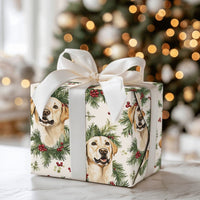 Watercolor Dog Gift Wrap, Yellow Labrador Wrapping Paper, Christmas Lab Wrapping Paper, Holiday Dog Lover Gift Wrap, Festive Labrador Paper