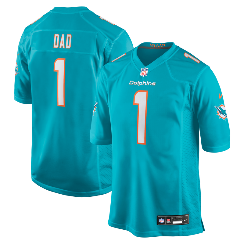 Miami Dolphins Number 1 Dad Aqua Game Jersey
