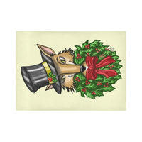 Holiday Wreath Runner Rug, Christmas Fox Runner Rug, Festive Winter Hallway Runner Rug, Animal Floor Mat, Xmas Holiday Decor Present