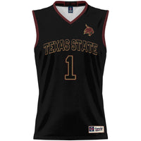 #1 Texas State Bobcats Lightweight Basketball Jersey - Black