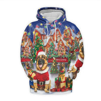 Holiday Dog Lover Hoodie, German Shepherd Christmas Hoodie, Festive Xmas Pet Graphic Hoodie, Winter Pullover Sweater, Dog Owner Present