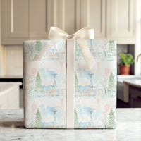 Watercolor Space Needle Gift Wrap, Seattle Christmas Wrapping Paper, Pacific Northwest Skyline Wrapping Paper, Festive Holiday Gift Wrap