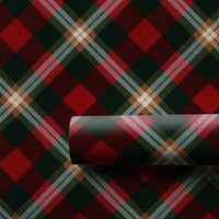 Diagonal Plaid Christmas Gift Wrap, Red and Green Tartan Wrapping Paper, Traditional Holiday Wrapping Paper, Classic Winter Gift Wrap Roll