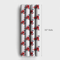Humorous Golfer Christmas Gift Wrap, Santa Golf Cart Wrapping Paper, Watercolor Santa Claus Golfing Wrapping Paper