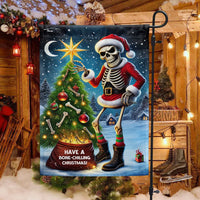 Humorous Bone Chilling Christmas Pun Yard Flag, Skeleton Santa Garden Flag, Double-Sided Spooky Xmas Lawn Flag