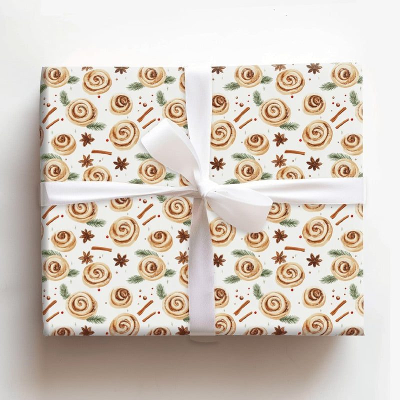Baker Christmas Gift Wrap, Watercolor Cinnamon Roll Wrapping Paper, Comfy Holiday Baking Wrapping Paper, Sweet Winter Present Paper Roll