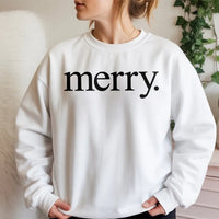 Minimalist Holiday Typography Crewneck, Merry Christmas Sweatshirt, Comfy Festive Winter Pullover, Christmas Season Graphic Sweater
