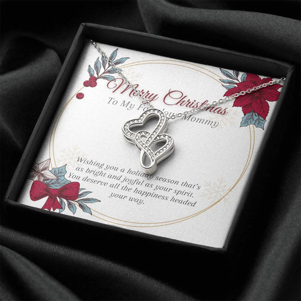 Interlocking Heart Pendant, Double Heart Necklace for Mom, Crystal Heart Necklace, Christmas Holiday Mom Present, Meaningful 