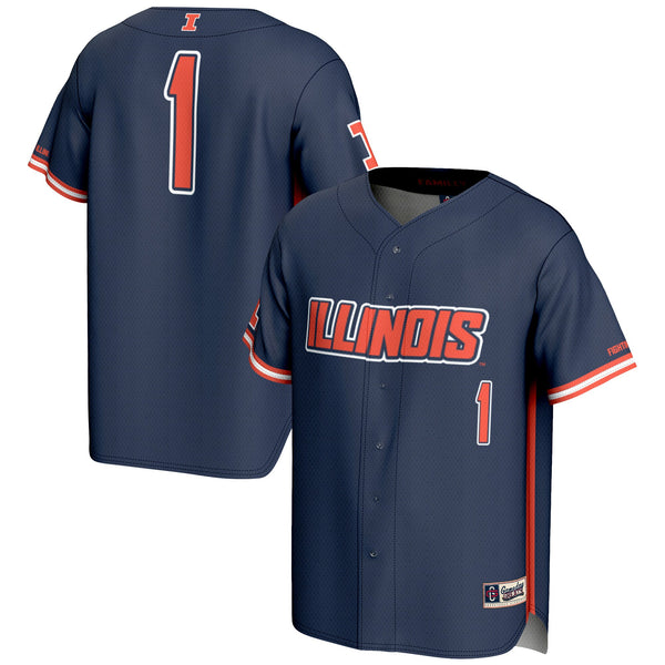 #1 Illinois Fighting Illini Lightweight Baseball Jersey - Navy