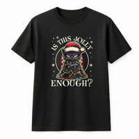 Grumpy Kitty Xmas Lights T-Shirt, Humorous Black Cat Christmas Shirt, Holiday Cat Lover Graphic Tee, Adorable Spooky Cat Shirt, Christmas Pet Present