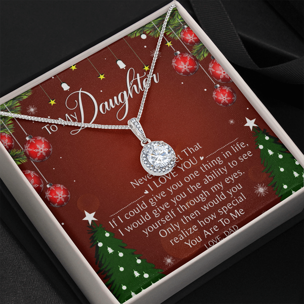 White Gold Over Stainless Steel Pendant Necklace, Eternal Hope Necklace for Daughter, Christmas Holiday Jewelry Present for D