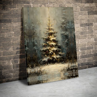 Impressionist Winter Forest Canvas Print, Christmas Tree Canvas Wall Art, Snowy Landscape Canvas Art, Holiday Season Wall Decor Present