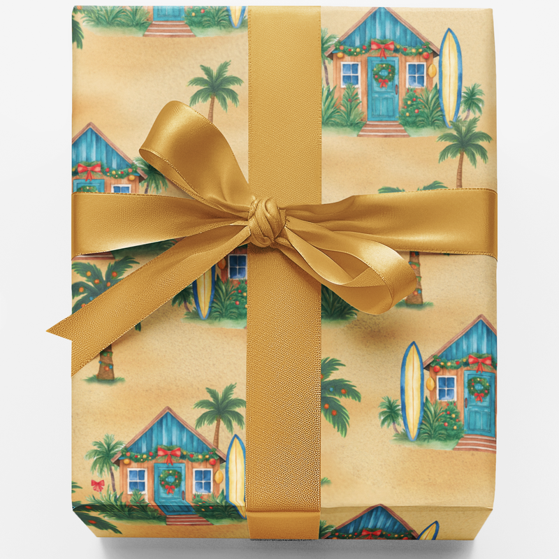 Coastal Palm Present Wrap, Tropical Holiday Home Christmas Wrapping Paper, Warm Weather Xmas Wrap Paper, Beach Holiday Gift Wrapping