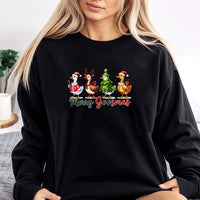 Silly Goose Humorous Christmas Graphic Pullover, Merry Goosmas Sweatshirt, Holiday Goose Crewneck, Adorable Winter Season Xmas Apparel