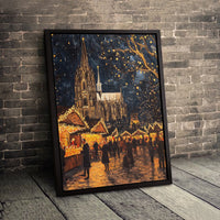 German Christmas Market Canvas Print, Cologne Cathedral Canvas Art, Impressionist Winter Canvas Wall Decor, Holiday Travel Canvas Art Present