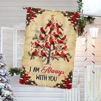 Christmas Tree Memorial Yard Flag, Cardinal Garden Flag I Am Always with You, Double Sided Sympathy Lawn Flag, Holiday Bereavement
