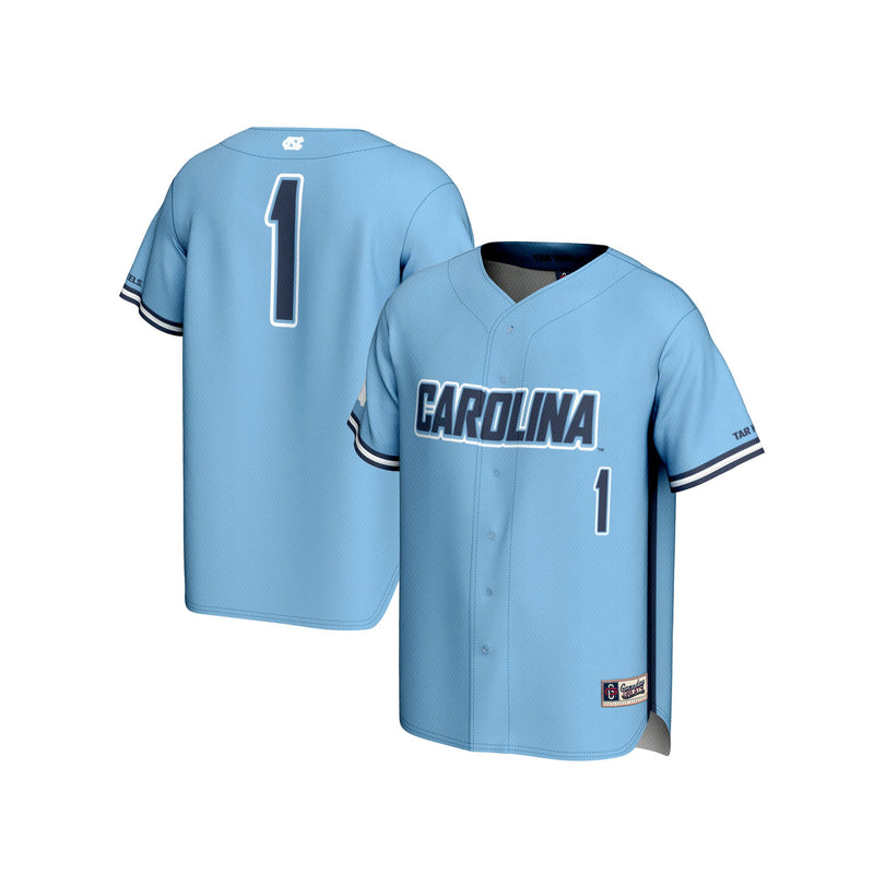 #1 North Carolina Tar Heels Lightweight Baseball Fashion Jersey - Carolina Blue