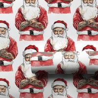 Hipster Tattoo Sleeve Santa Wrapping Paper, Tattooed Santa Wrapping Paper, Cool Alternative Christmas Wrapping Paper, Punk Gift Wrap Roll