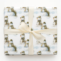 Military Camouflage Gift Wrap, Camo Snowman Christmas Wrapping Paper, Patriotic Winter Holiday Wrapping Paper, Snowman Gift Wrap Roll